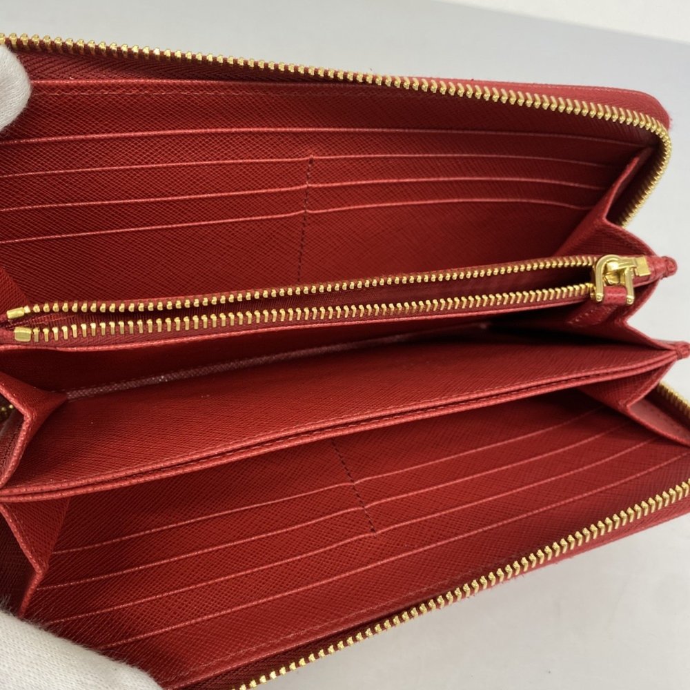 Prada Long Wallet Saffiano Leather Red Women's - Picture 3 of 12